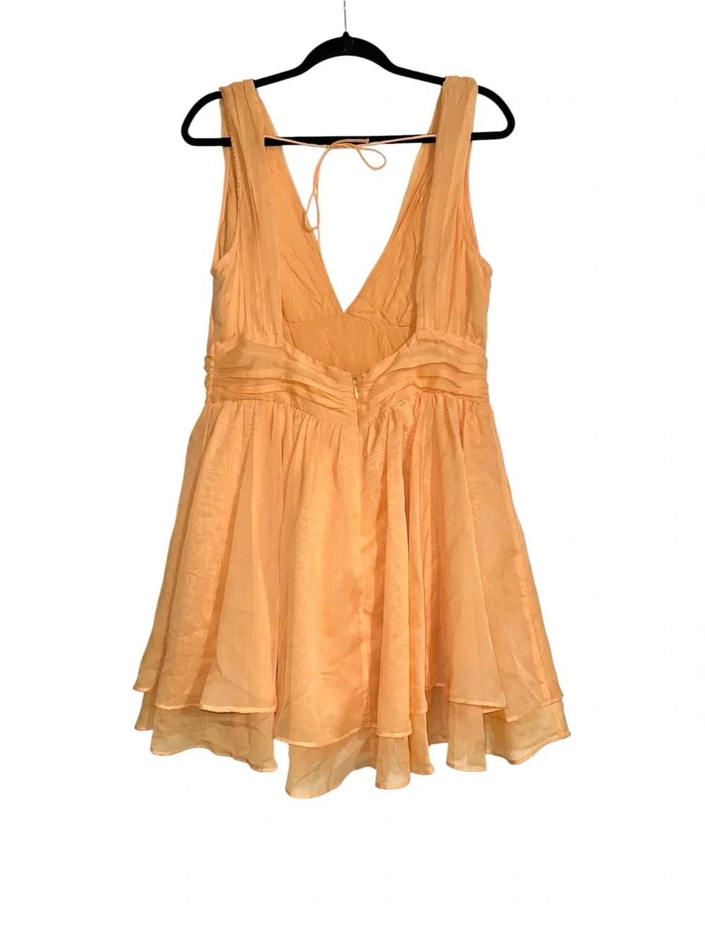 Abercrombie & Fitch Peach V-Neck Tiered Fit and Flare Mini Dress LARGE